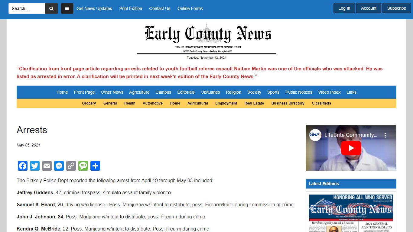 Arrests - Early County News