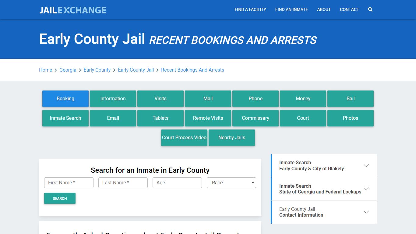 Early County Jail Recent Bookings And Arrests - Jail Exchange